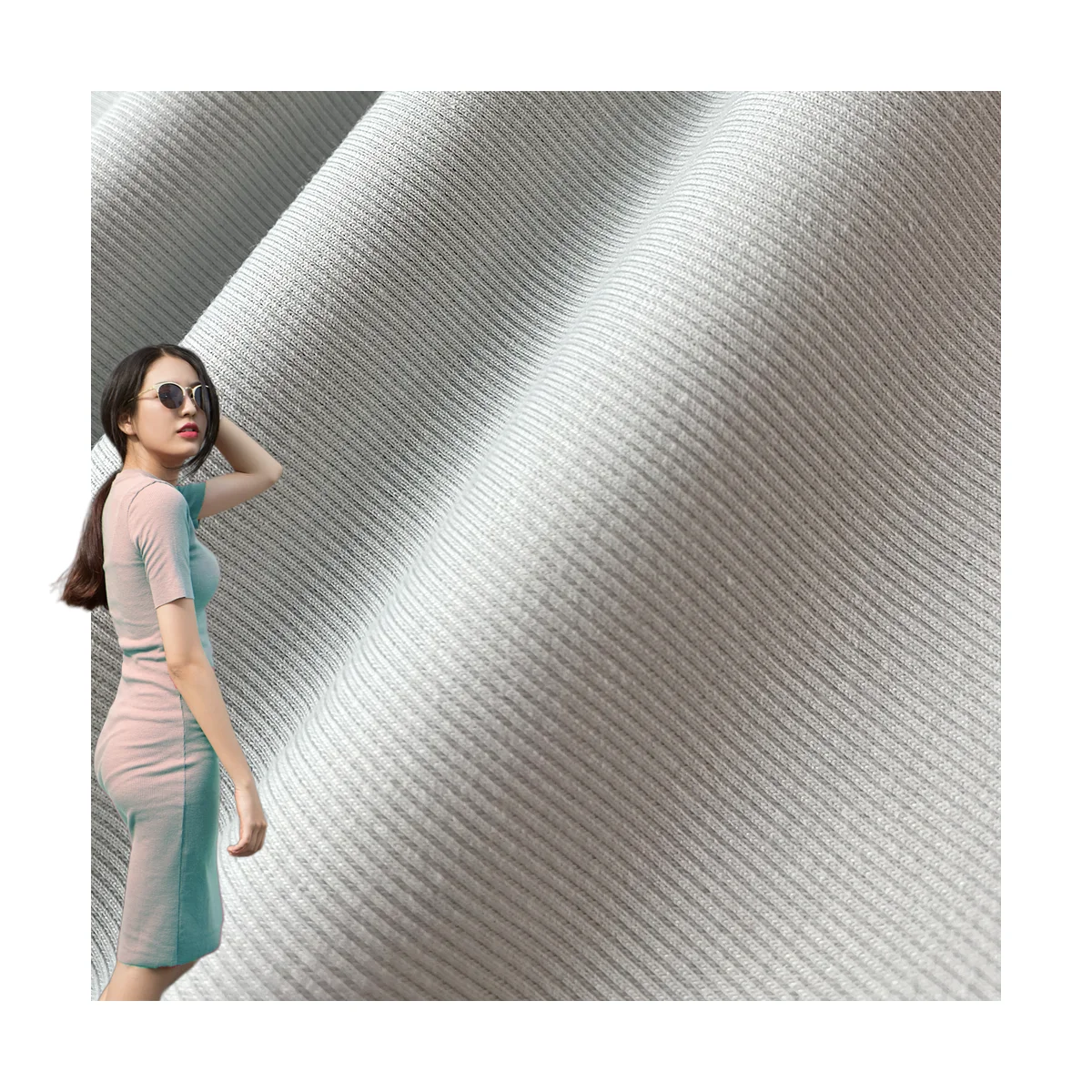 Made In China 400Gsm Ribbed Polyester Cotton Rib Fabric Ribbed For Hoodie Hems