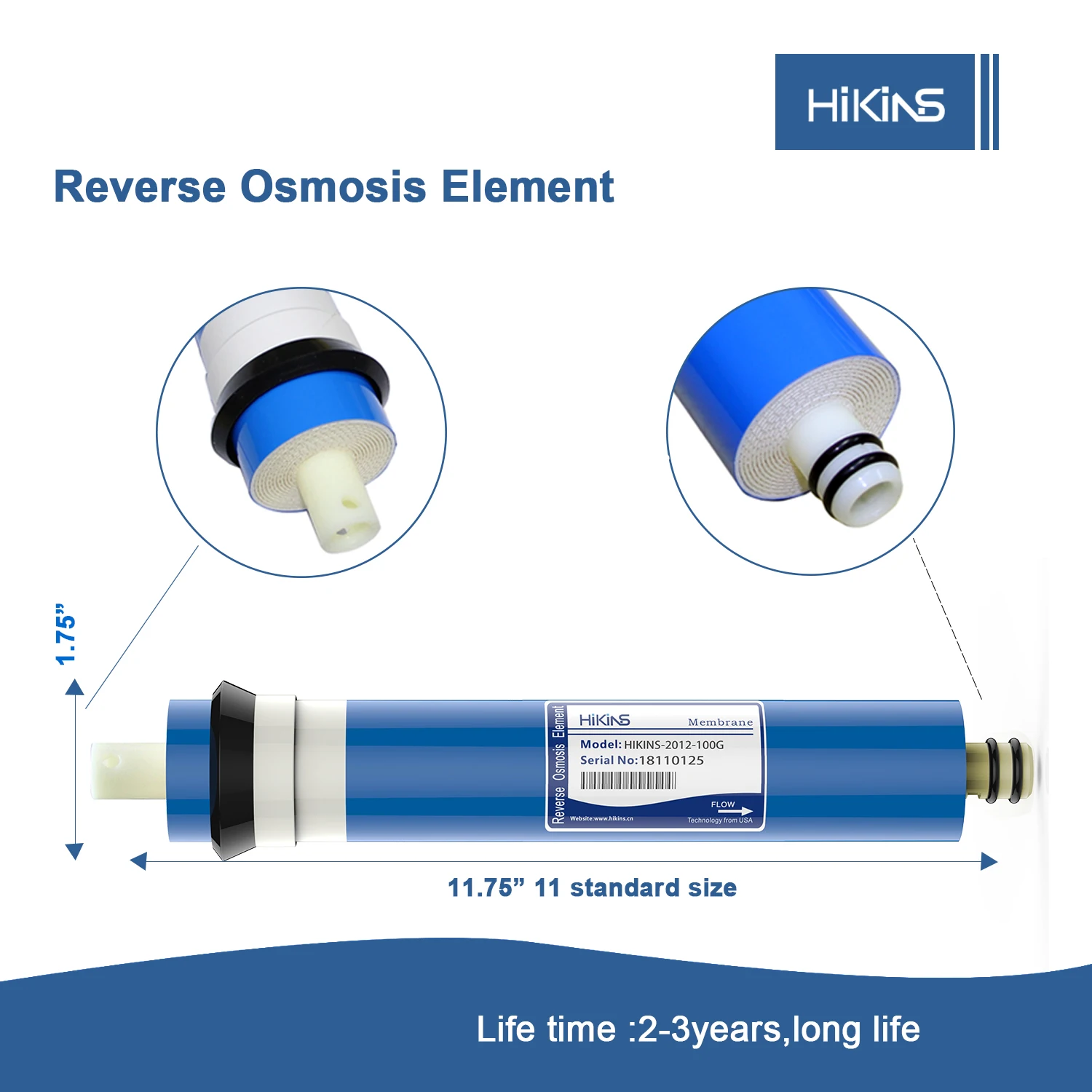 Hikins Hydranautics 8040 100 GPD Nanofiltration HJC CSM LG 4040 Price RO Water Purifier Spare Parts Filmtec Vontron Membrane