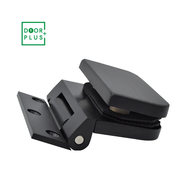 Doorplus Matte Black Aluminum Alloy Hinge Office Glass Door Clamp Glass Sliding Door Hinge Furniture Cabinet Glass Door Hinges