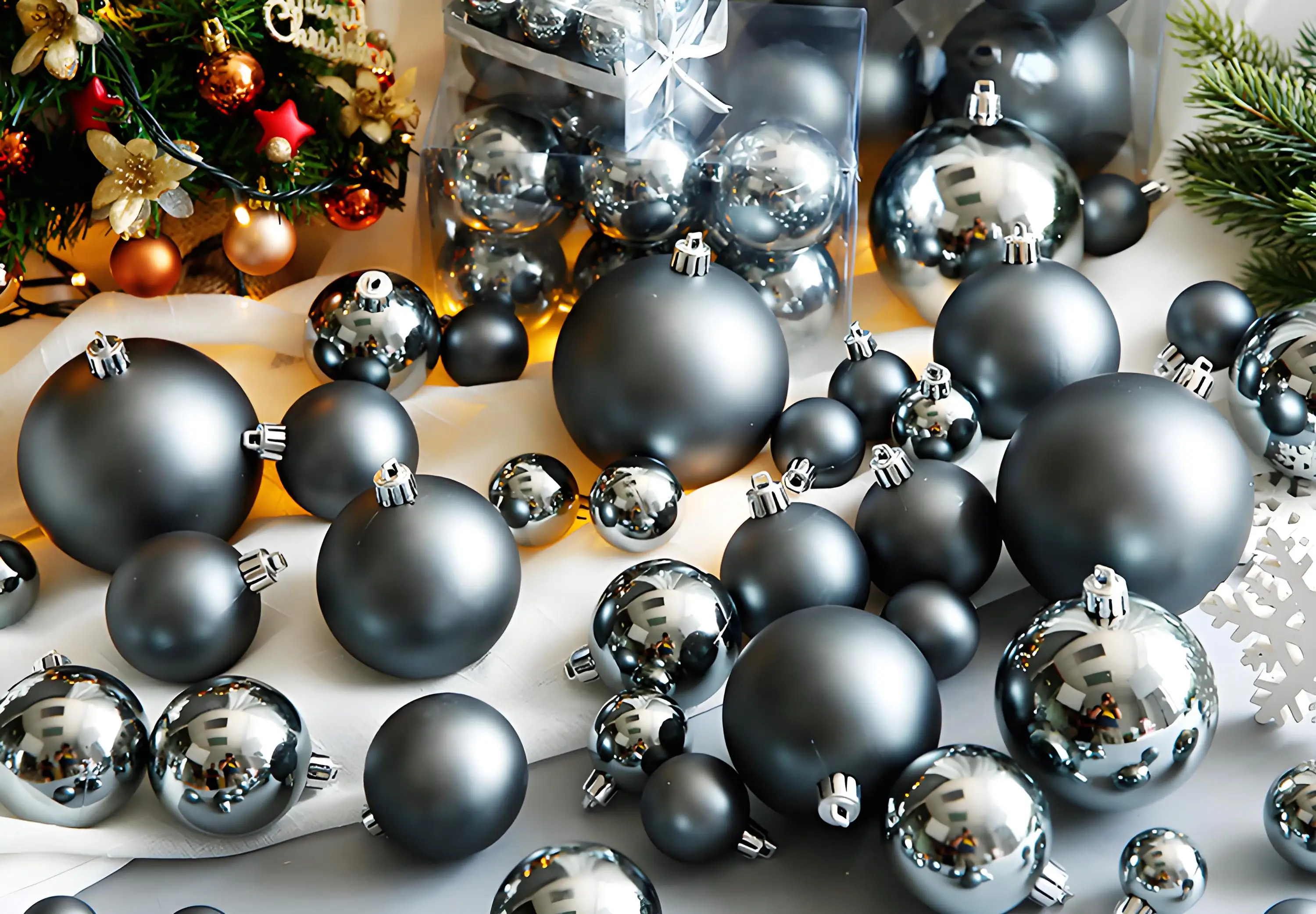 Colorful Christmas ball decorations in various colors can be customized shatterproof stainless steel round balls