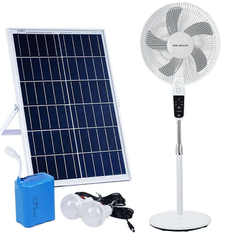 OEM Outdoor Home Solar Electric Power Fan 12 inch Portable Rechargeable Fan Energy Solar Stand Fan