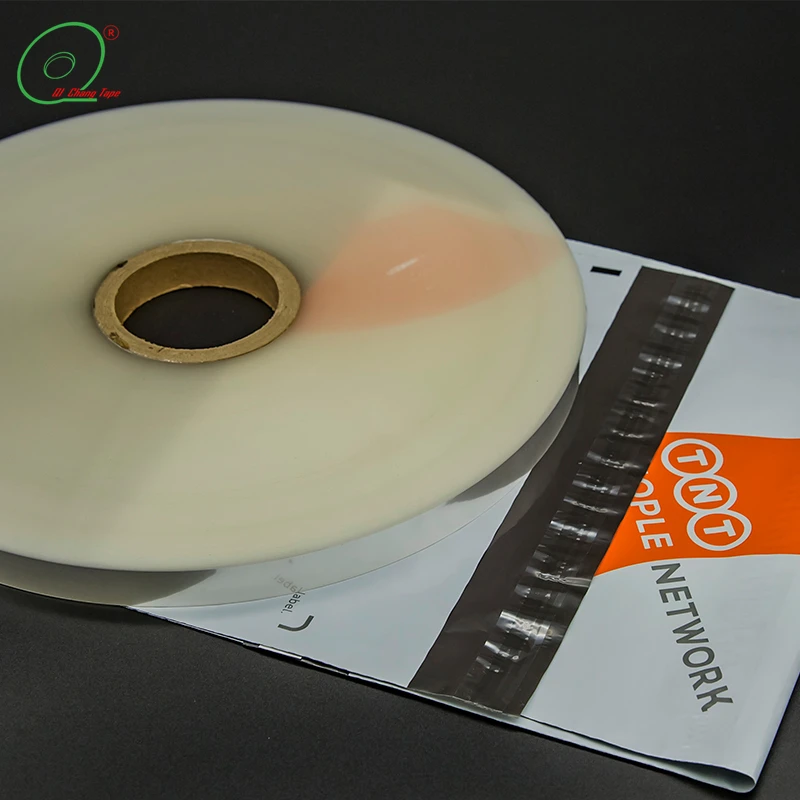 Shanghai Qichang PE/PET liner protect permanent bag sealing tape adhesive for making envelopes courier bag