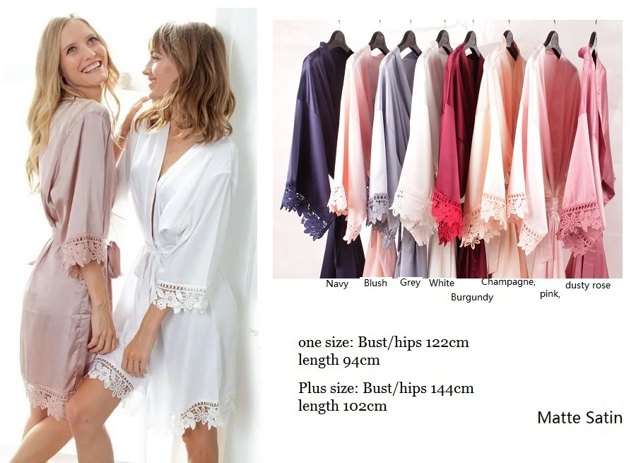 Women silk lace bridesmaid Wedding party high quality women sleepwear satin bride robe