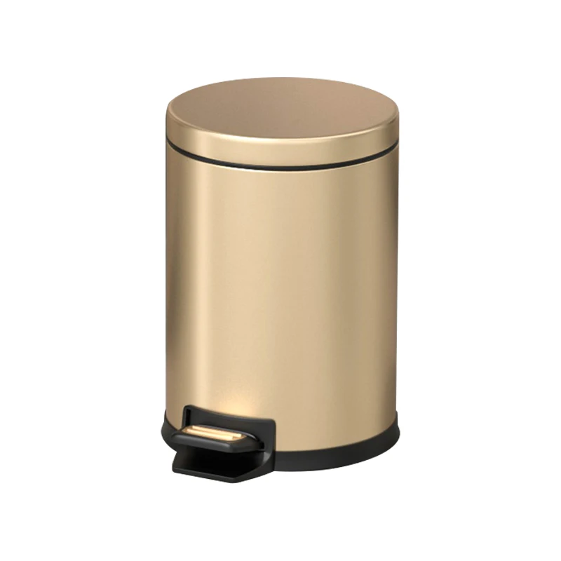 Hot selling silent closed lid circular household metal trash can home decoration kick kick trash can