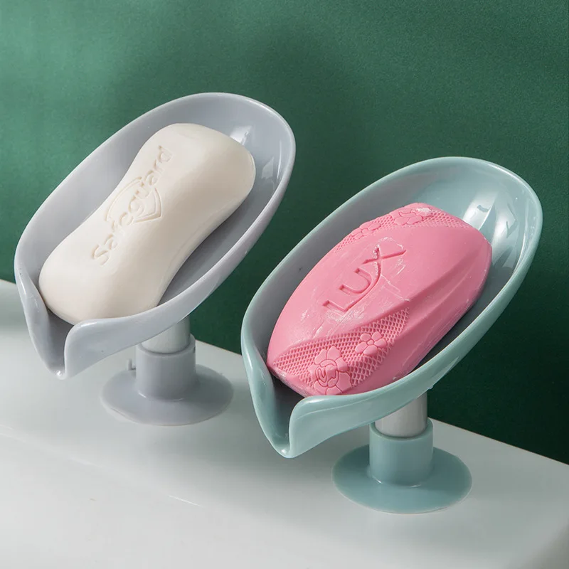 OEM Shower Bathroom Tub Kitchen Sink Plastic Tray Holder Self Draining Soap Dish Leaf Shape Bar Soap Holder