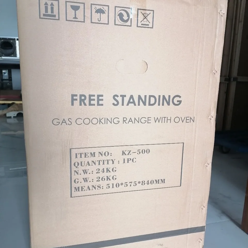 Gas stove with connected upright Vertical Freestanding Oven 50 wide 4 gas burners European plug Including wooden scaffolding