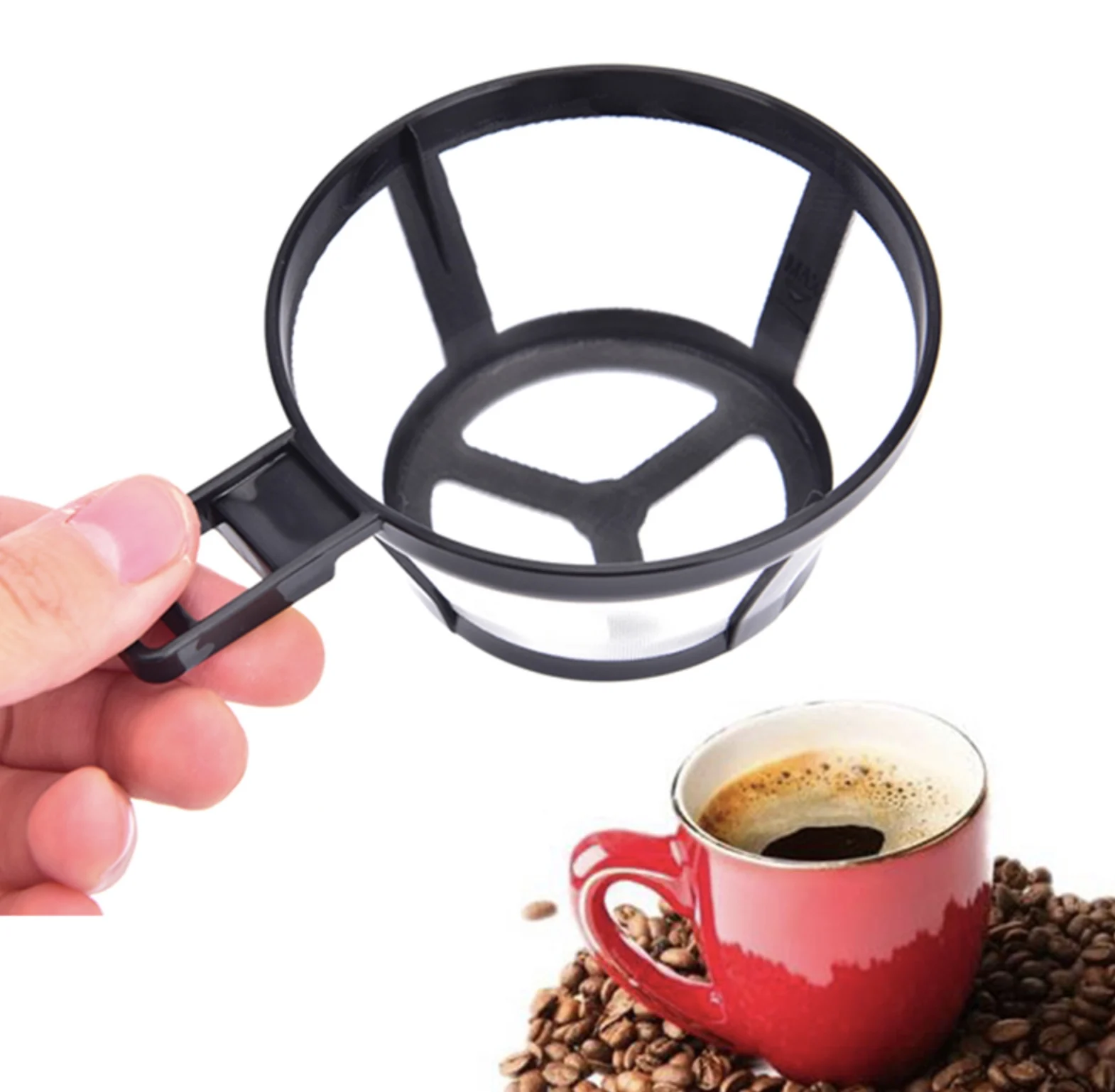 Reusable Coffee Filter Basket Cup Style Coffee Machine Strainer Mesh coffee accessories