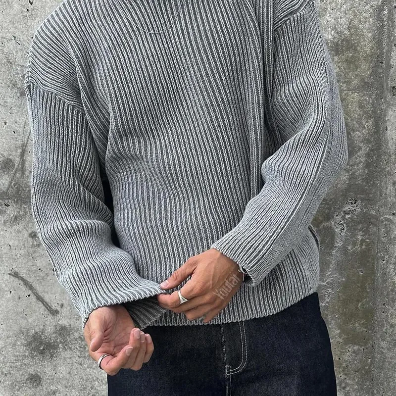 Custom Autumn Winter Casual Crew Neck Long Sleeve Wool Designer Sweater Mens Pullover High Quality Knit Streetwear Men Sweater