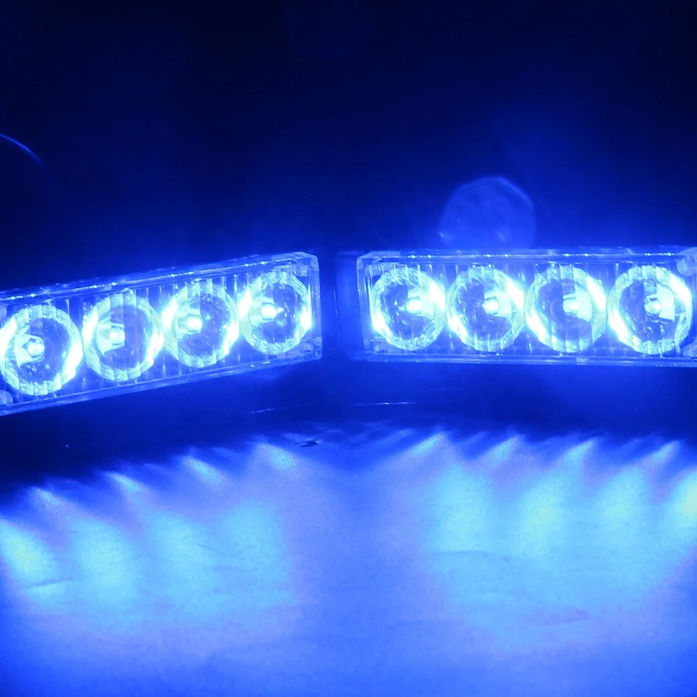 2x4 светодиода DRL стробоскоп аварийная Предупредительная лампа 12 В автомобильный Стайлинг мигающий дневной ходовой сигнал Янтарный красный синий белый
