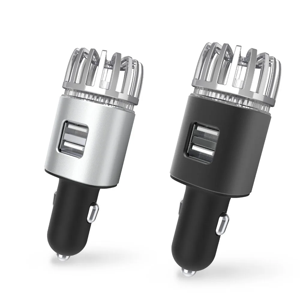 Online Best Sellers 2-in-1 Luxury Car Air Purifier Ionizer with Dual USB Car Charger Air Cleaner Purifiers