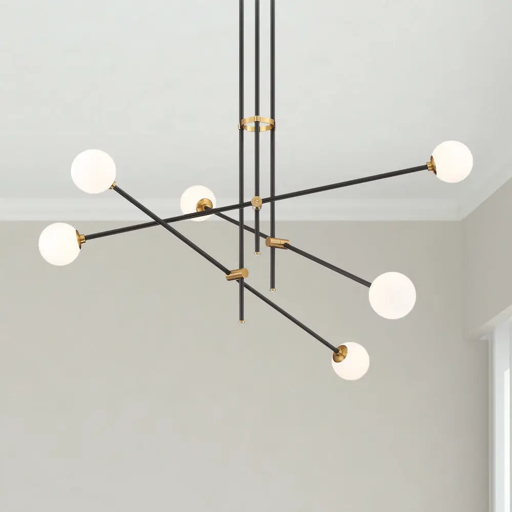 Nordic Decorative Home Black and Gold Industrial Pendant Lamp Glass Ball Chandelier for Dining Room Living Room