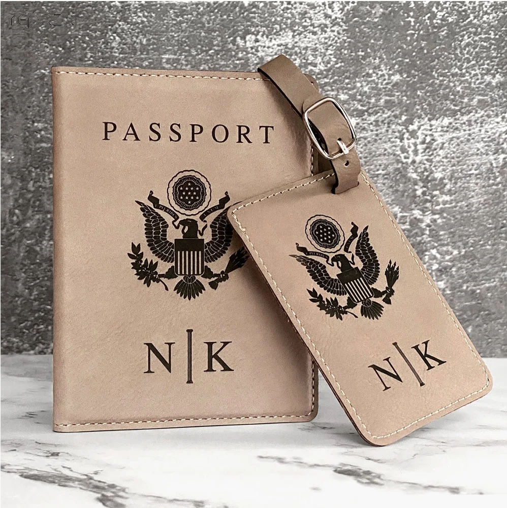 Hotel travel low Price Passport Cover Leather Card Holder Luggage Tag Coffee Grey Leather World Map Charm for Passport Cover Cus