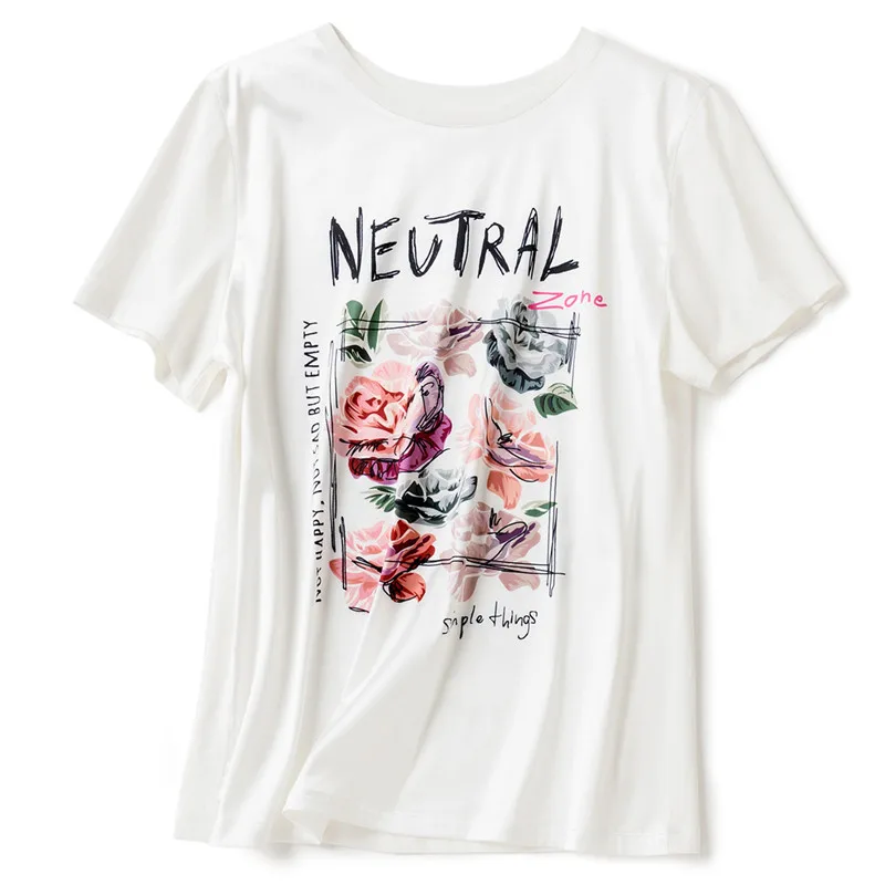 Trending products 2021 new arrivals digital print graphic t shirts women High Quality Silk Satin smoothly graphic tees