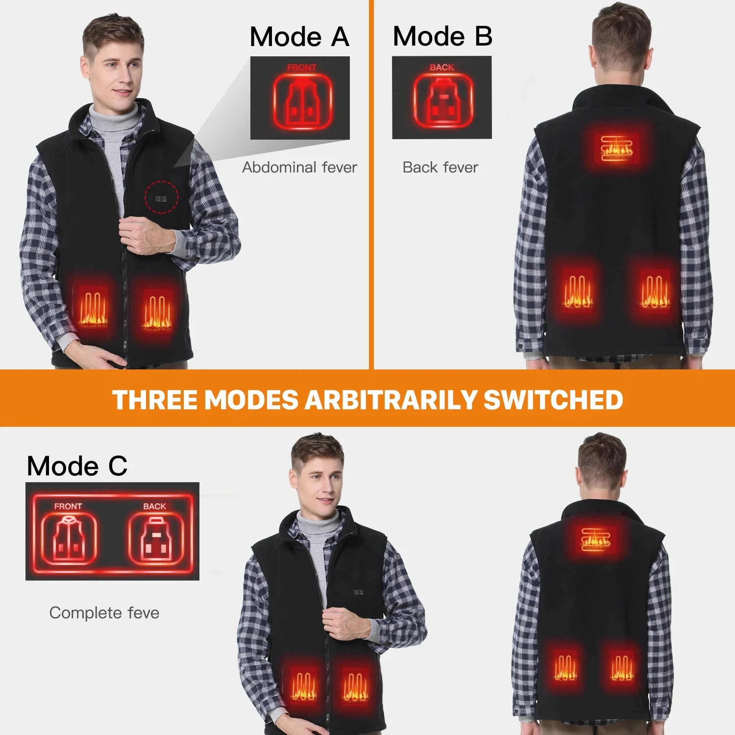 100% Polyester Micro-Polar Fleece Padded Knit Heated Vest with Far Infrared Tech