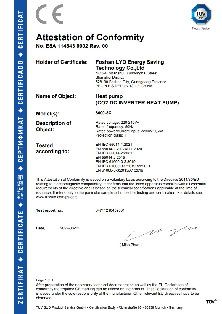 Низкотемпературная сплит система теплового насоса воздух-воздух CO2 r744 бытовые водонагреватели