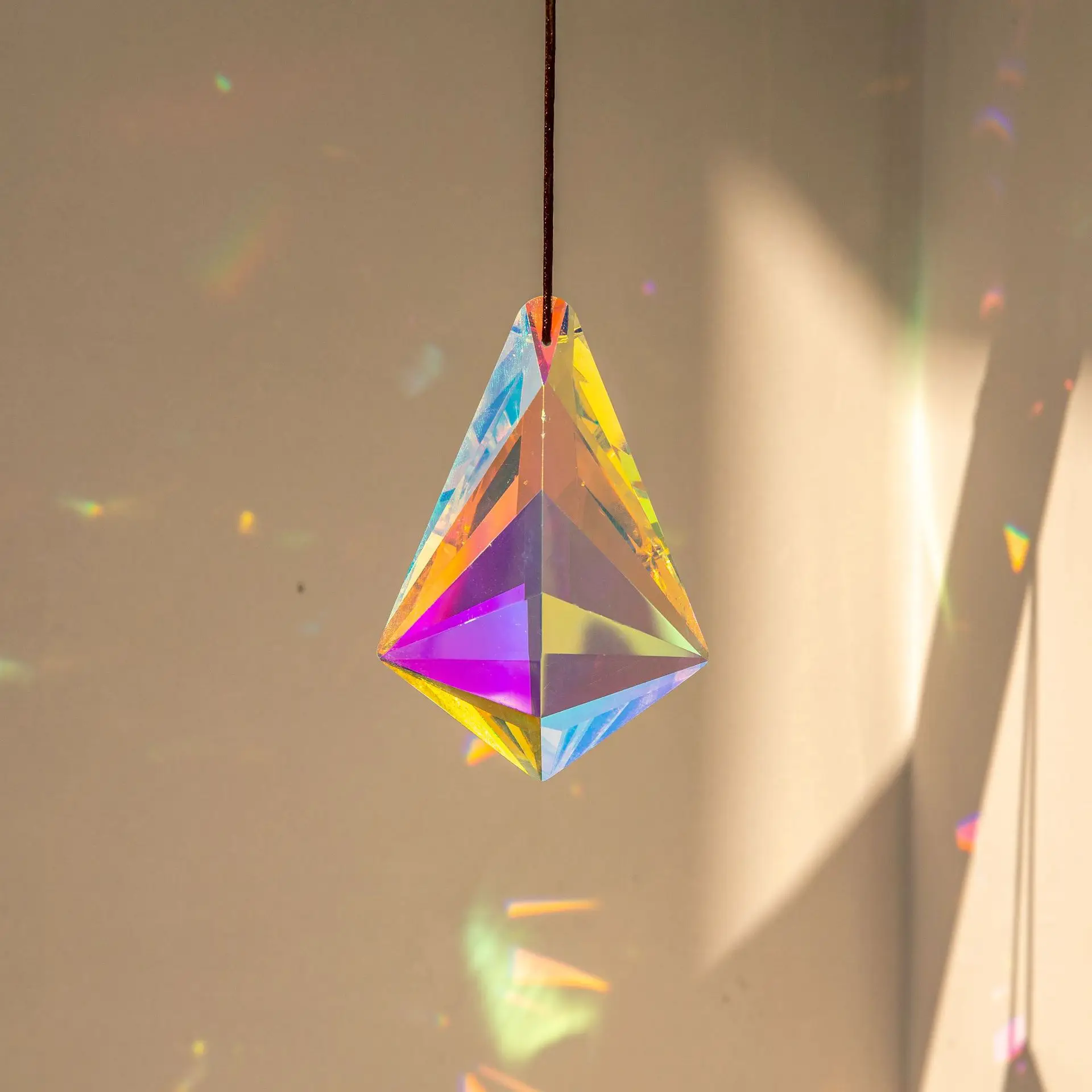 MH-DS0319 K9 AB color Crystal Pendant Prism Crystal Faceted Prism chandelier crystal parts