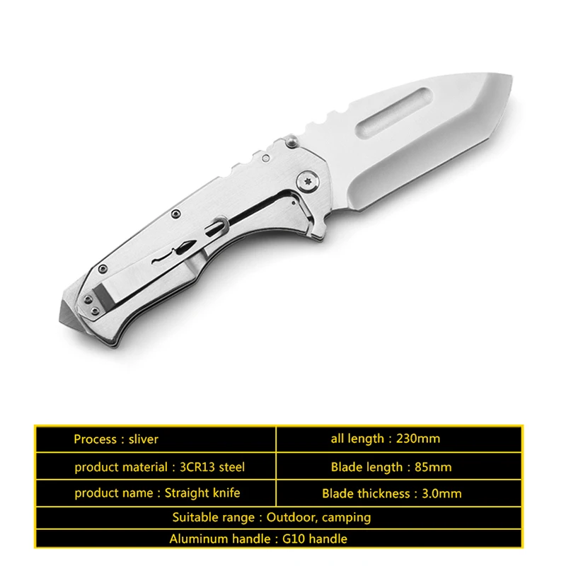 Custom package camping tool 3Cr13 Stainless steel folding knife pocket knife with G10 handle
