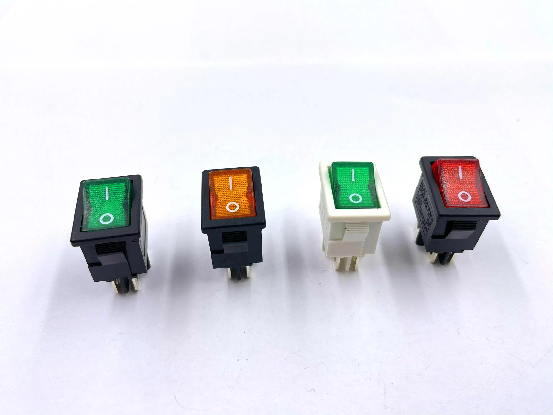 JEC JS-626PAL-Q-GB-3H  4pins square green red black  rocker switch  on off 10A 125V