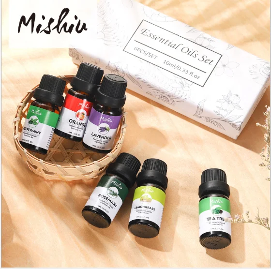 Wholesale Essential Oil Gift Set Peppermint Orange  Natural Organic Pure Aromatherapy Essential Oil Set Diffuser Essential Oil