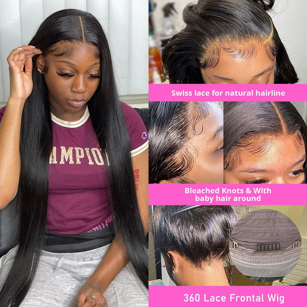 Foxen Raw Virgin 13X6 13X4 Straight Hd Lace Front Wig,100% Human Hair 360 Lace Front Wig,Gluless Brazilian Human Lace Front Wig
