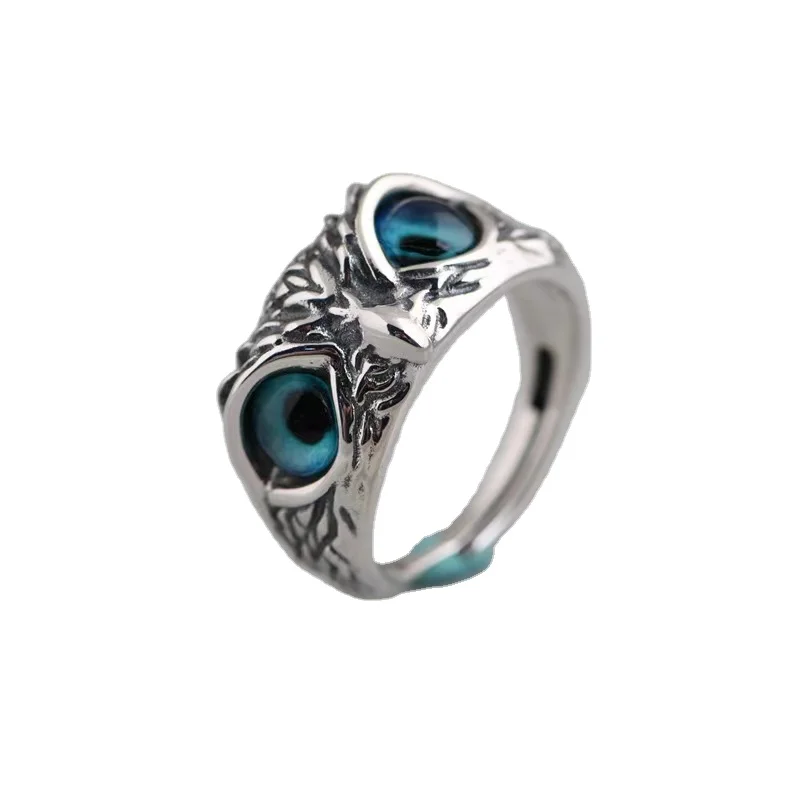 OWL Punk Style Fashion Silver plated Ring for Street wear diamond insert