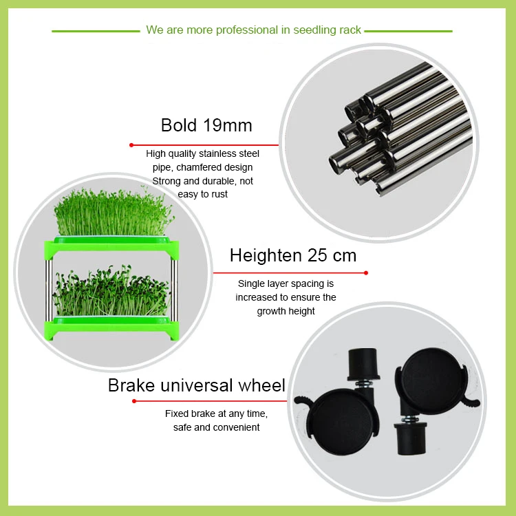 Plastic+Stainless Steel Vertical Hydroponic System Microgreen Seeding Trays Indoor Grow Farm Rack