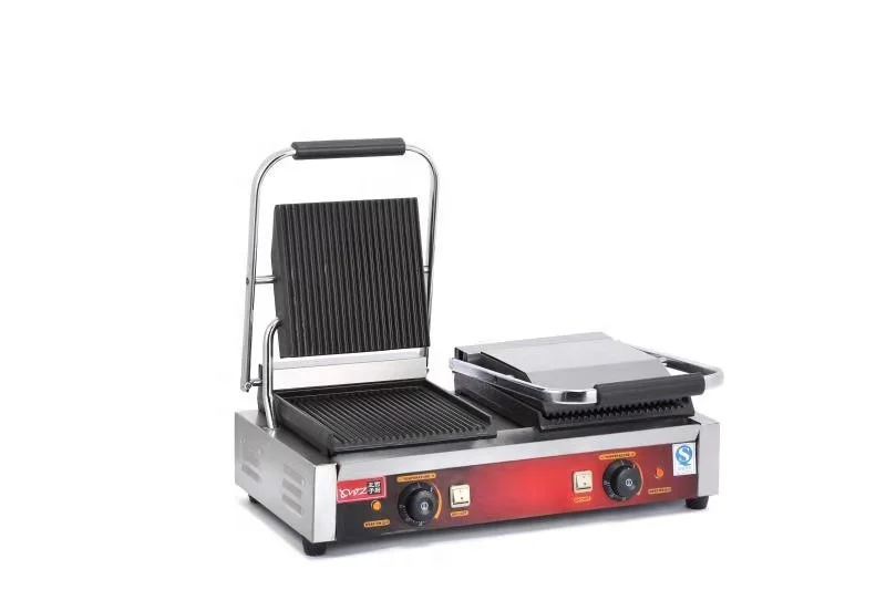 Electric Double Plate Stainless Steel Sandwich Maker Double Heads Commercial Contact BBQ Grills Panini Grill