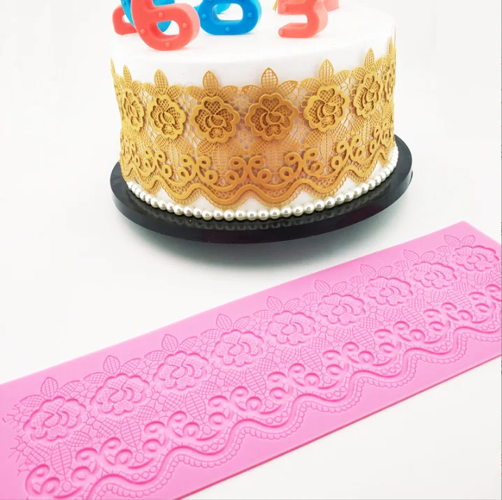 Homesun New peony flower bud silk cake silicone mold DIY Baking fondant tool Silicone lace pad