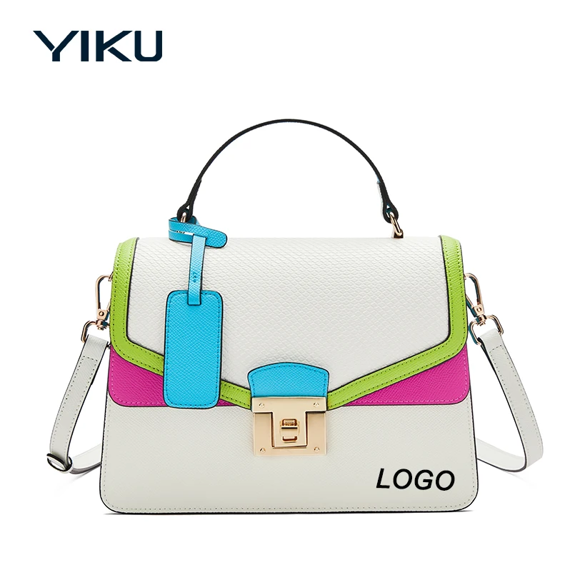 High Quality Popular Chic Solid Color Shoulder Purse Flip Cover Gold Color Lock Bag Pu Leather Women Handbag