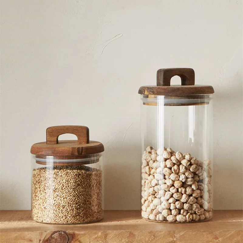 650ml 1400ml  1750ml 2100ml Candy Pasta storage container air tight glass flour canisters Top handle cookie jar