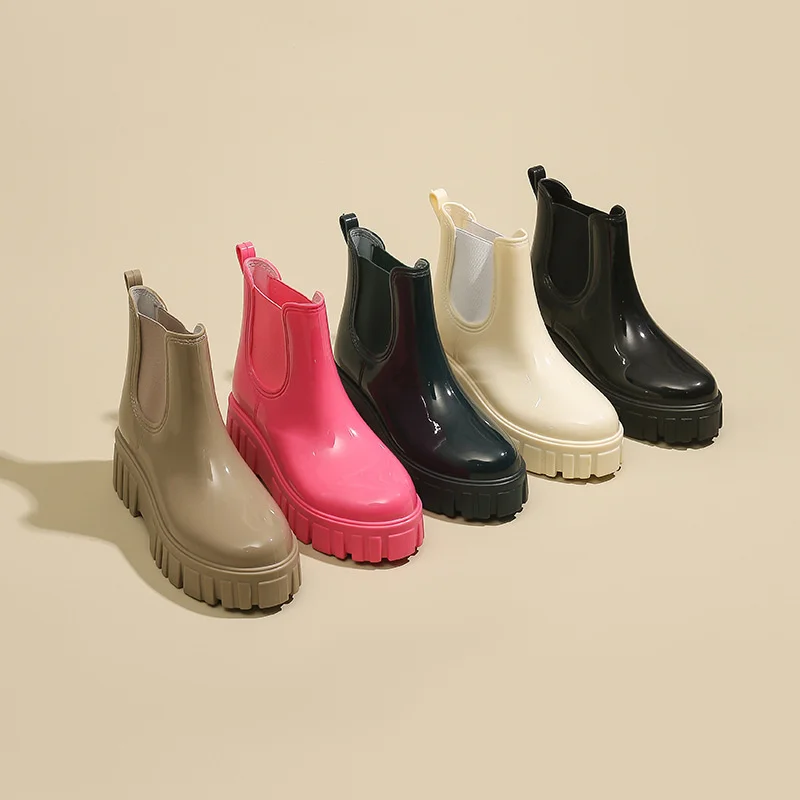 IDOIT Casual PVC Boot Luxury Trainers Ankle Slip On Rain Boots Women Shoes Waterproof Boots Women