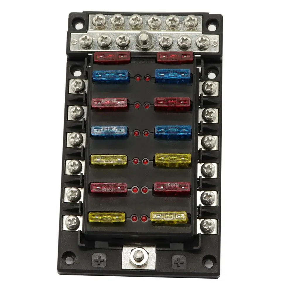 12V 32V M5 серьги-гвоздики со светодиодной индикаторной лампой 6 выходов 12 способов плавкий предохранитель блок для авто автомобиль лодка морской предохранителей