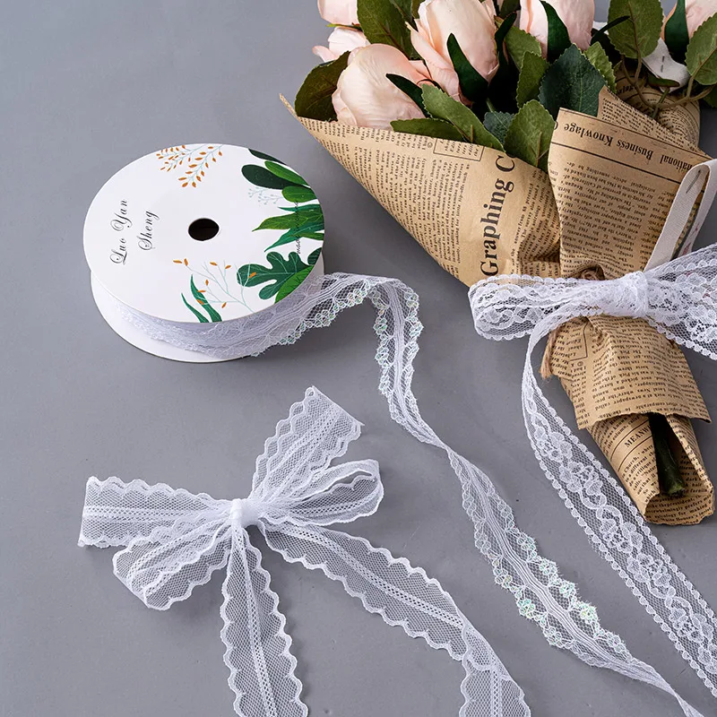 Wholesale custom wedding bridal gift wrapping bow lace ribbon flora ribbon