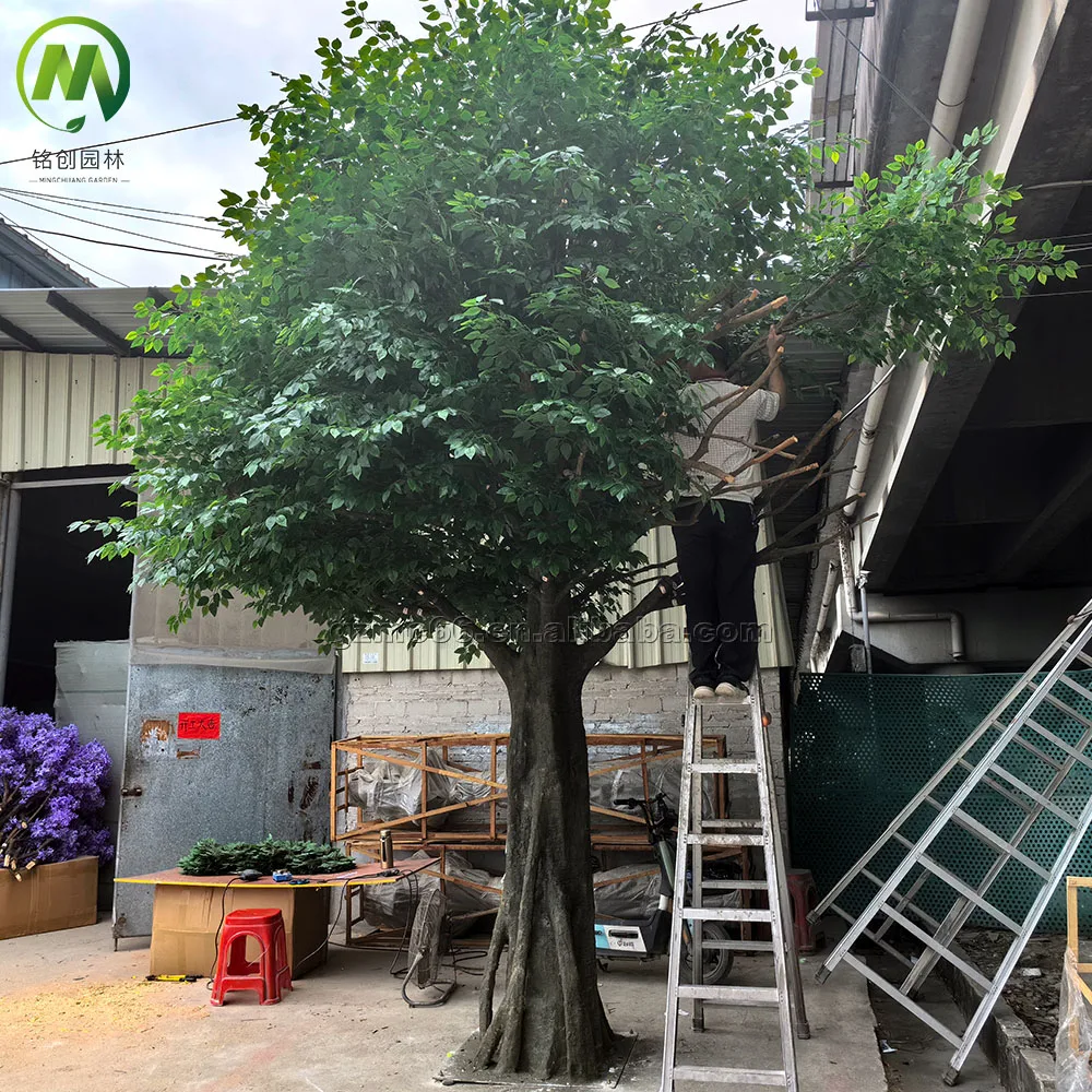 Large fake ficus tree outdoor anti UV artificial trees fiberglass  poles artificial banyan trees for indoor decoration