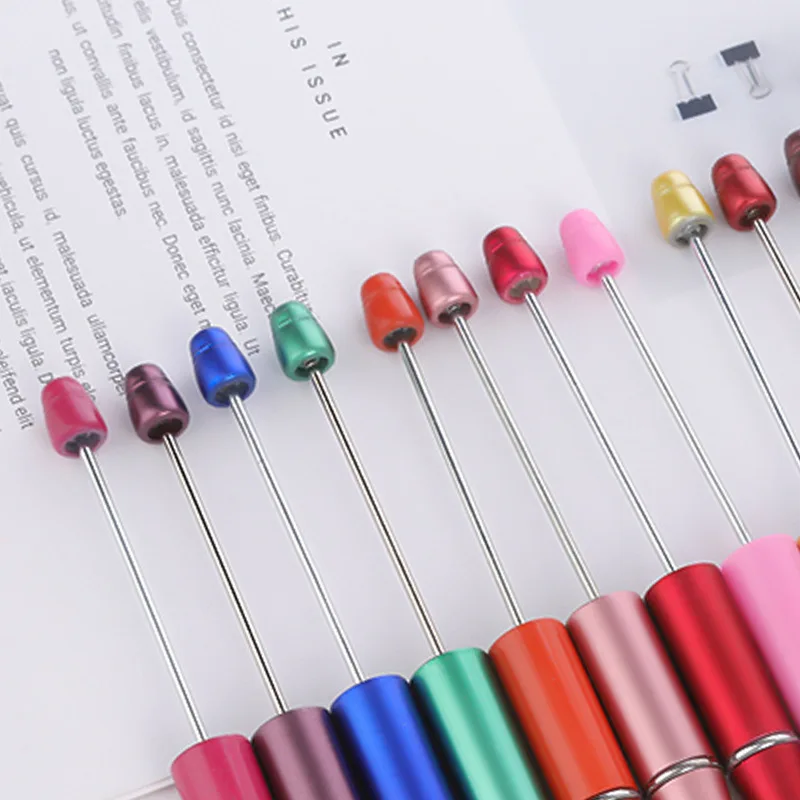 X1111-2 Promotional DIY Beaded Pens Ballpoint Pens Plastic Custom Beadable Pens Colorful Creative Stationery Personalized Gifts