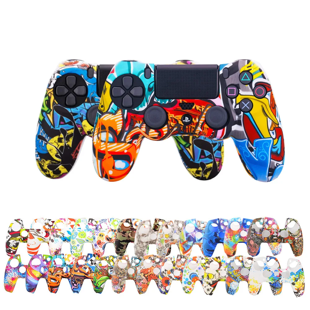 low moq custom water transfer print Controller rubber Silicone wrap slim Skin grip Cover For PS4 dualshock 4 gamepad Controller