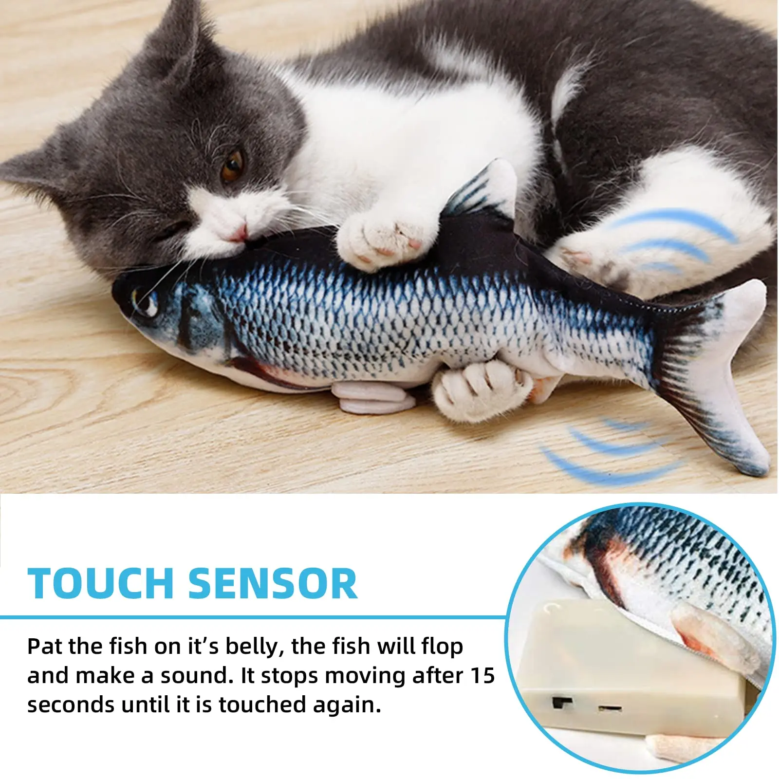 Wholesale Electric Floppy Fish Cat Toys Interactive Automatic Flopping Fish Cat Kicker Toys for Cats Puppy Small Dog