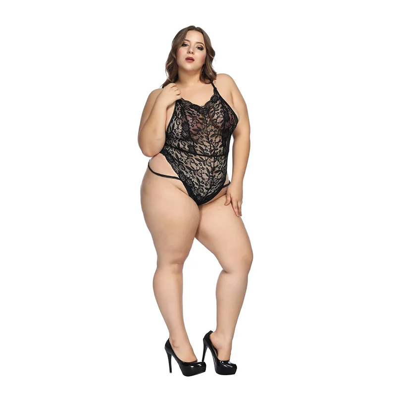 Bahoto 2022 Sexy Mature Women Erotic Lingerie Lace Set Embroidery Hollow Out Plus Size Bodysuit Lingeries