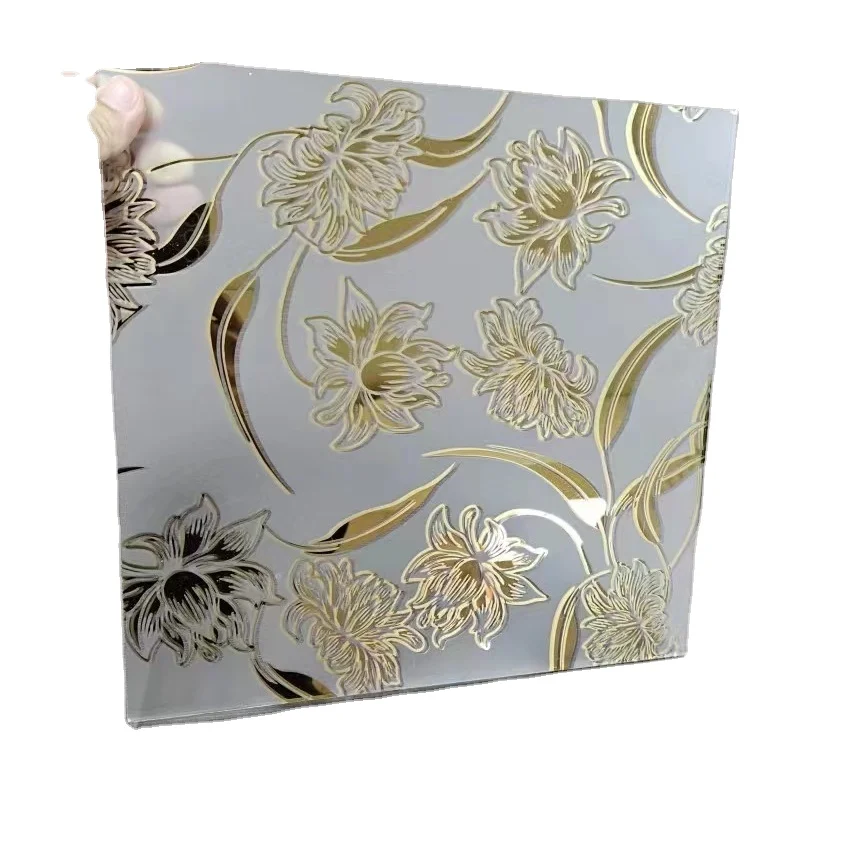 Tempered Home Decoration Float Flower Pattern Building Pglassn Acid Etched Frosted Sandblasted Design Art Ice Decorative glass
