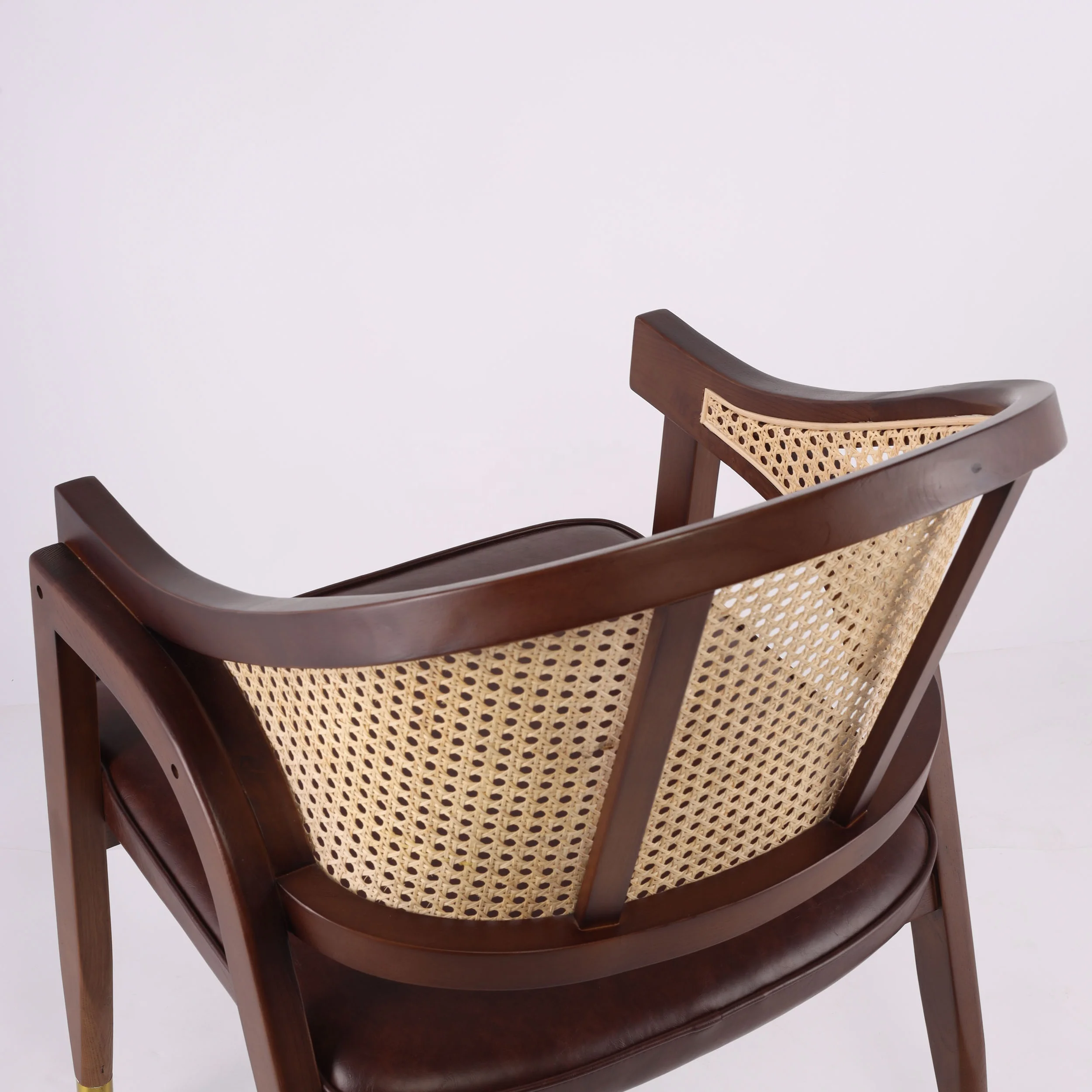 JC FURNITURE Modern wooden Armchair cushion seat rattan backrest wicker armchair restaurant dining room dining chair