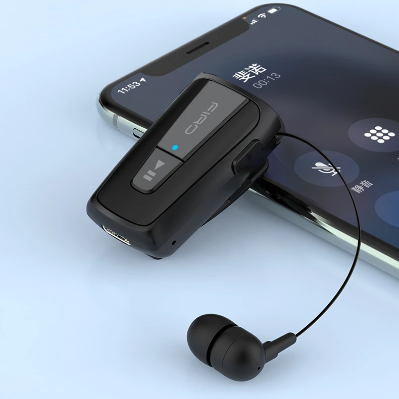 Firo wireless single-ear Type-C Retractable Collar Clip Headset for Delivery Business men Mono earphone for driver