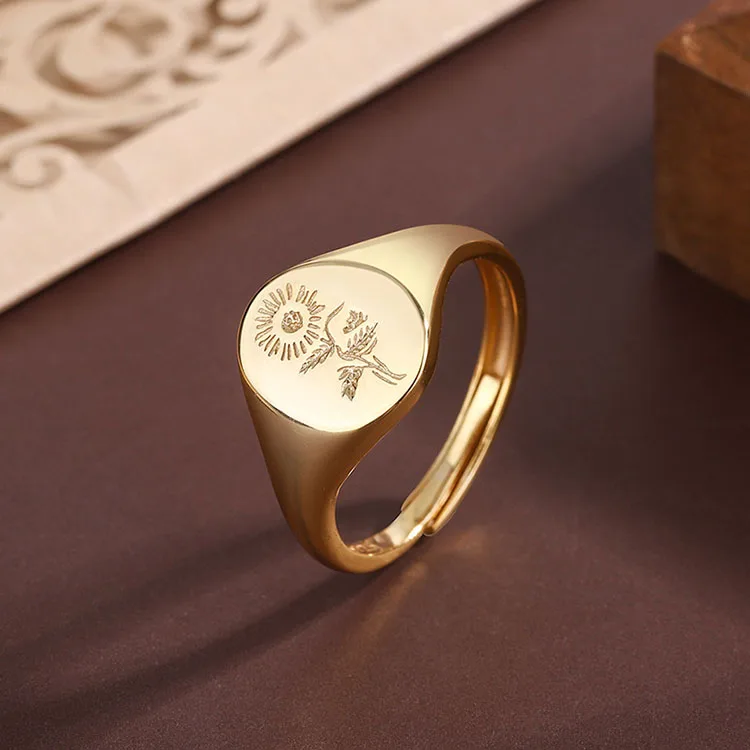 S925 Sterling Silver Personalized customize logo Heavy Weight Polished Engraved Signet Ring