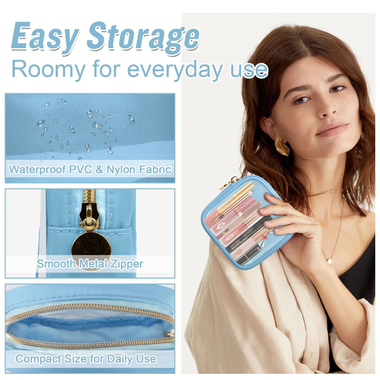 Custom Colors Nylon clear nylon bags Small Cute Makeup Bag Cosmetic Zipper Pouch Purse pvc nylon bagss