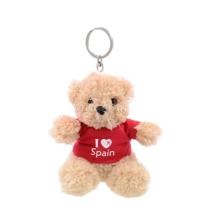 12cm Promotion Mini Plush I Love You Teddy Bears Souvenir Keychain Toy With custom T-shirt Logo