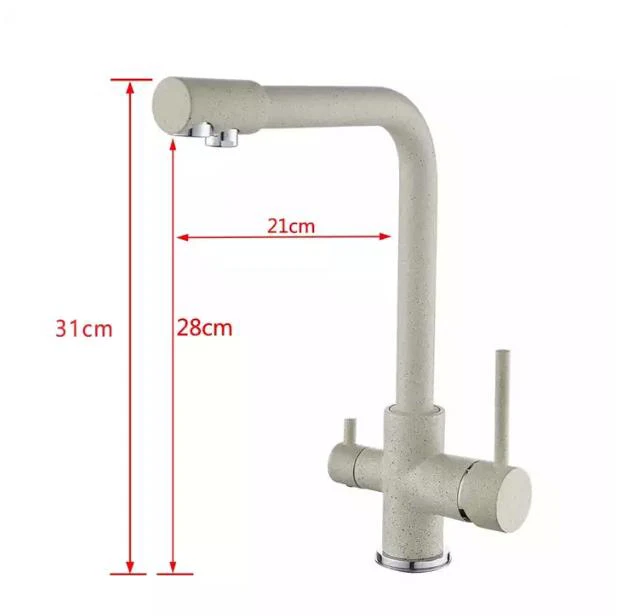 European style brass single handle double end domestic kitchen faucet
