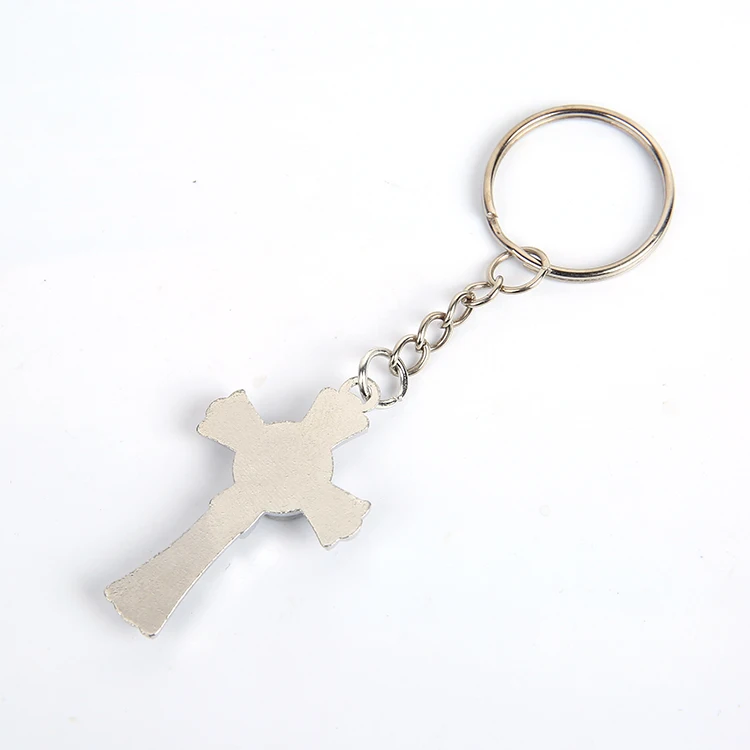 Custom designs Catholic metal color jesus cross christian keychains