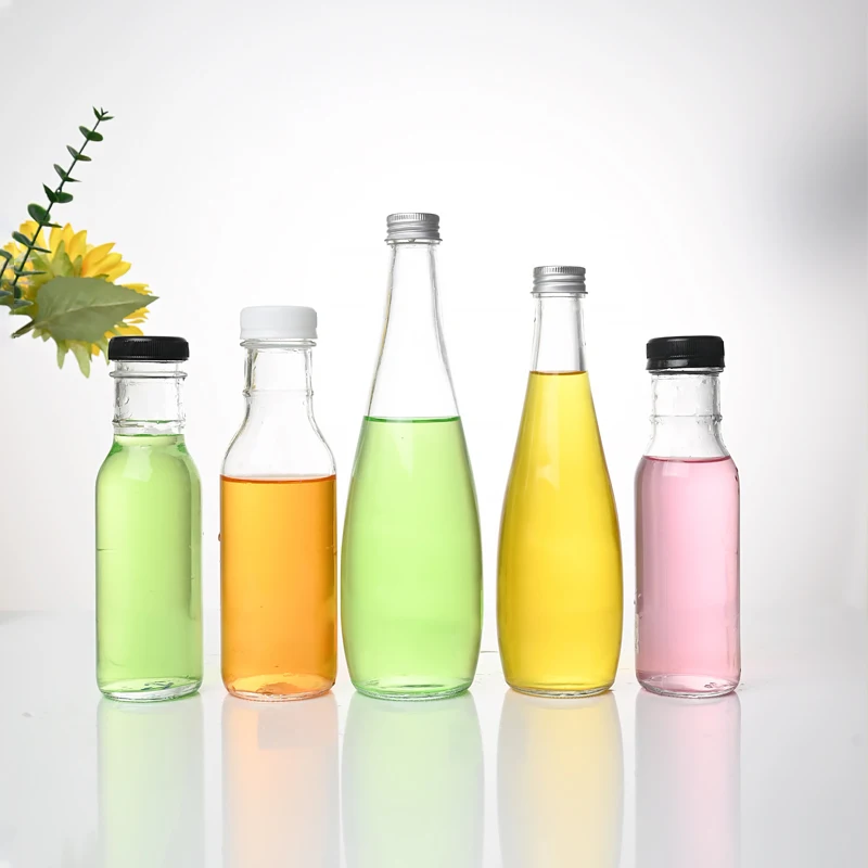 Custom Clear 330 Ml 500 Ml Long Neck Tall Slim Coffee Milk Alcoholic Beverage Juice Glass Bottles with Aluminum Screw Cap
