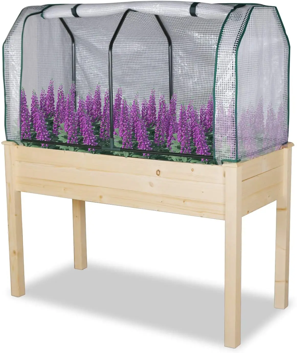 PE Greenhouse Cover Wooden Raised Elevated Garden Bed Planter Box for Vegetables/Flower/ Fruits Herb Grow wooden planting box