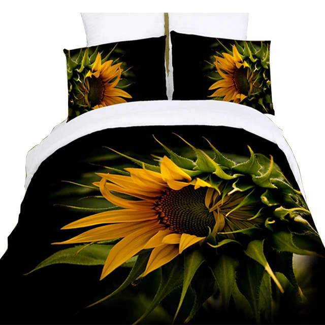 Hot flowers and plants style soft bedding set 3d digital flowers printing washed egyptian cotton duvet cover set