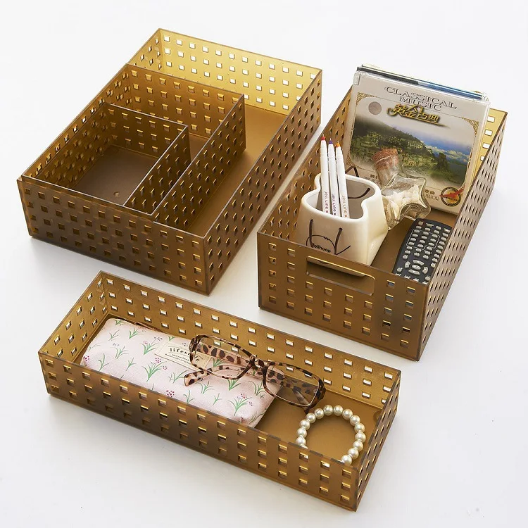 Factory price PS plastic storage organizer transparent tableware storage bin